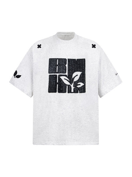 Street Heavy Embroidered Floral T-shirt 
