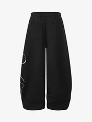 Script Embroidered Piped Wide-Leg Sweatpants