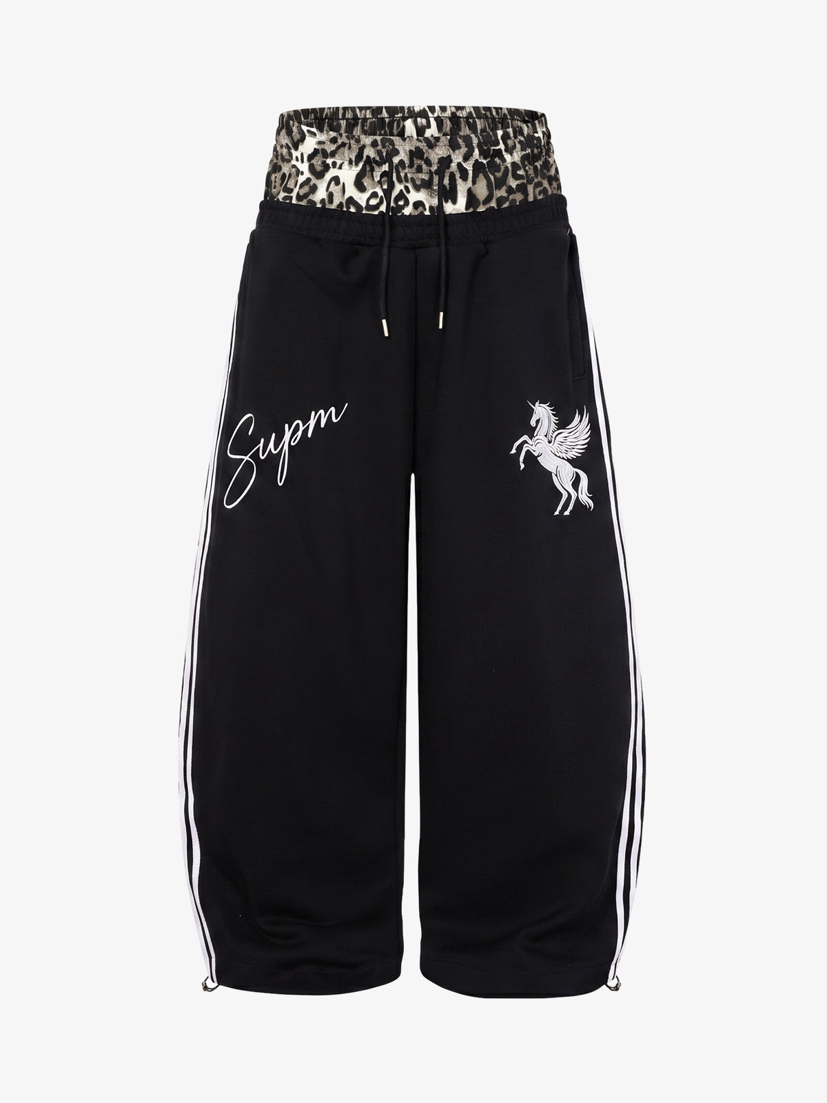 Leopard Double Waist Baggy Sweatpants