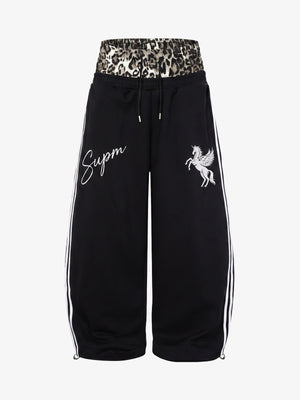 Leopard Double Waist Baggy Sweatpants