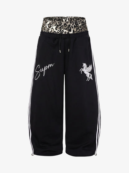 Leopard Double Waist Baggy Sweatpants