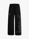Stylish Black Wide-Leg Pants with Unique Embroidered Design for Casual Wear 