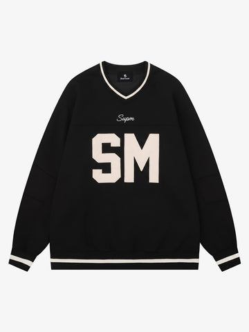 Appliqué Logo V-Neck Sweatshirt
