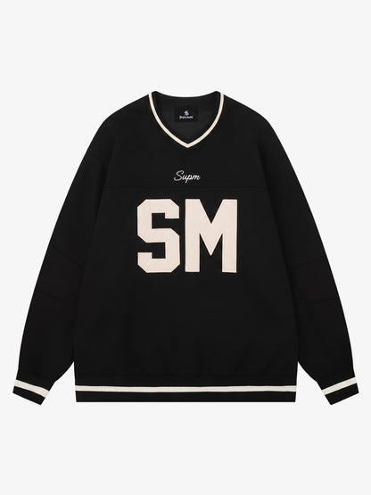 Appliqué Logo V-Neck Sweatshirt