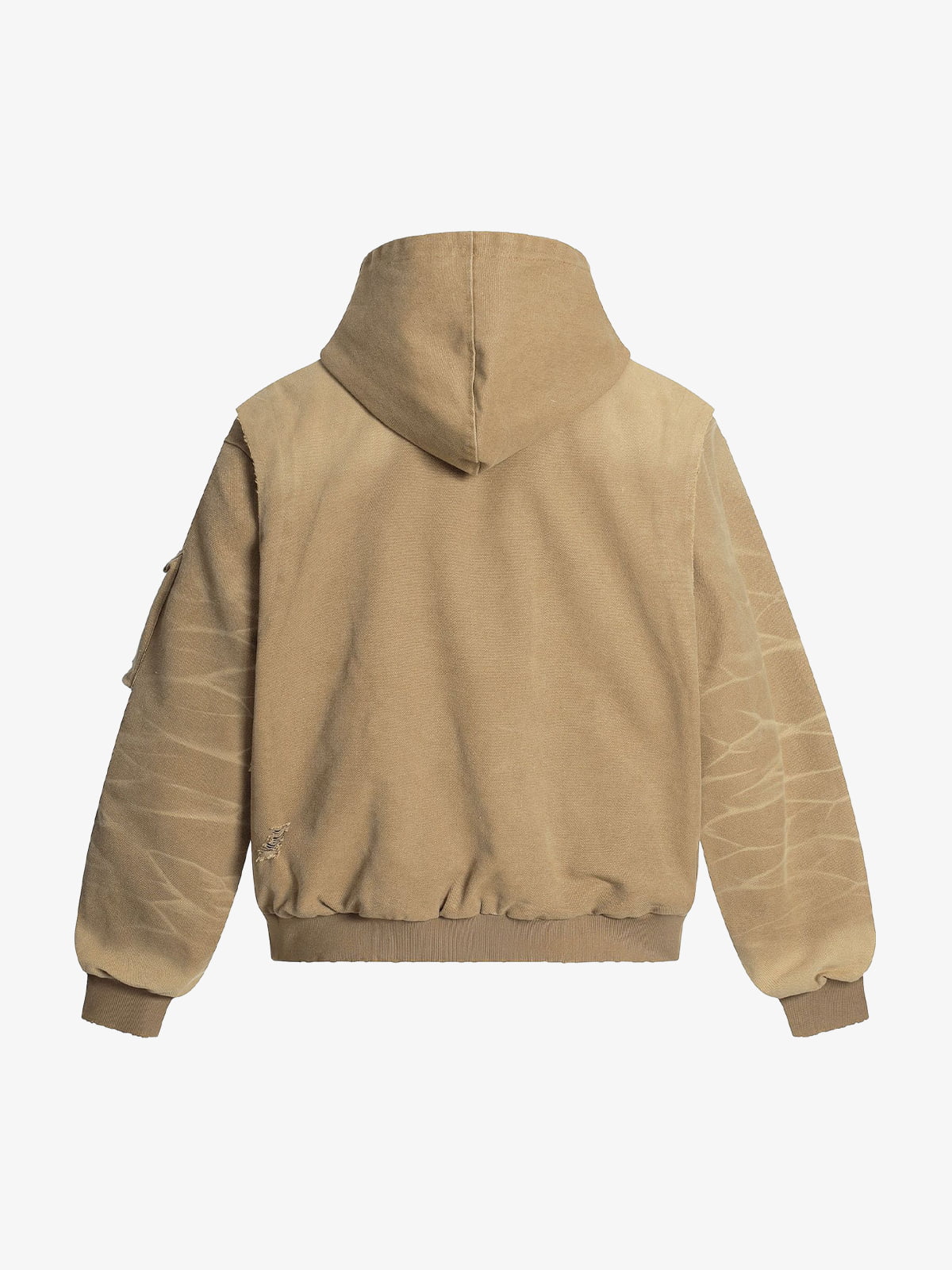 Retro Deconstructed Panel Washed Hooded Jacket 