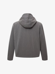 Deconstructed Striped Hooded Cropped Jacket