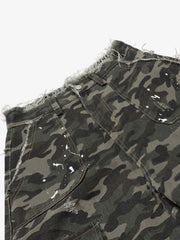 Distressed Camo Multi-Pocket Straight-Leg Jorts - 2611 