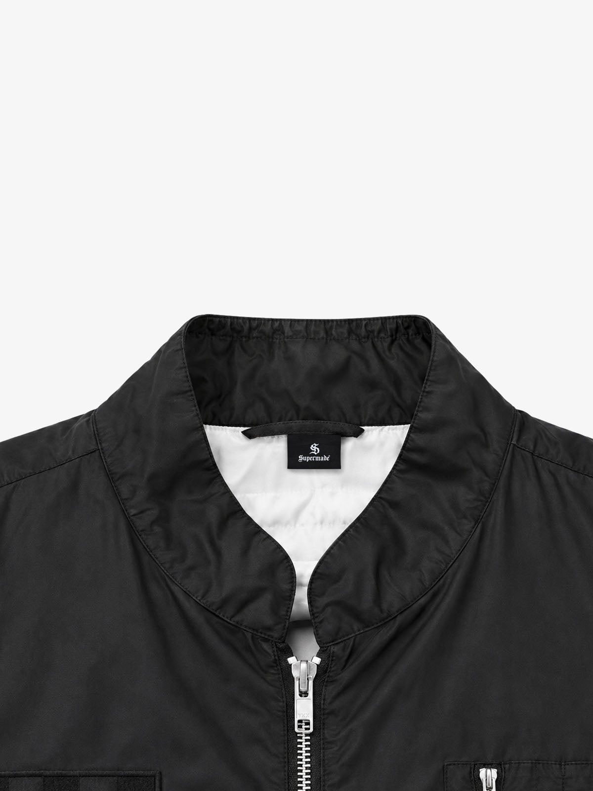 Checkerboard Embroidered Glossy Nylon Zip Jacket
