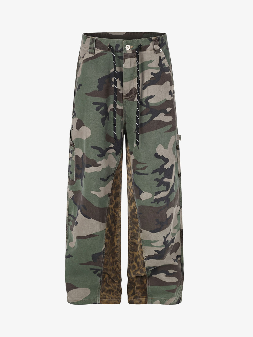 Camo Leopard Patchwork Cargo Pants