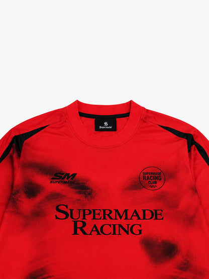 Skull Graphic Layered Racing Logo Long Sleeve Tee