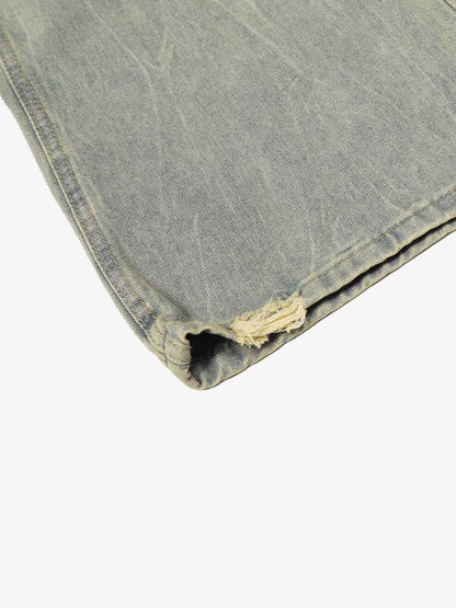 Denim Wide Leg Pants with Leopard Waistband and Gold Hardware 