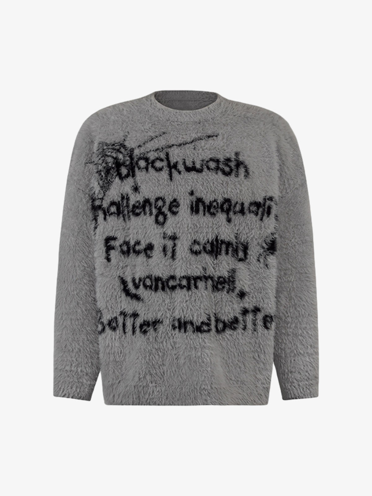 Retro Letter Jacquard Mink Sweater 
