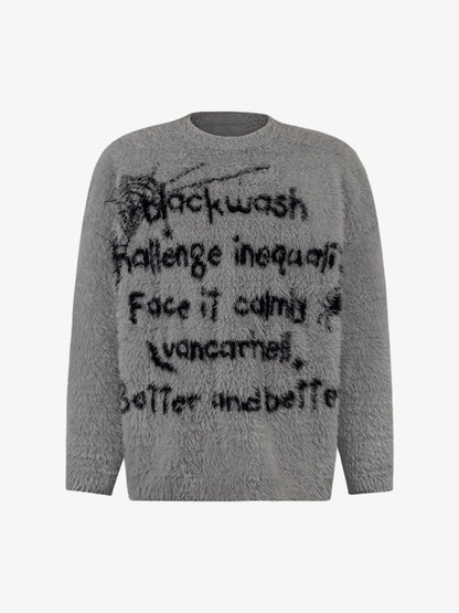 Retro Letter Jacquard Mink Sweater 