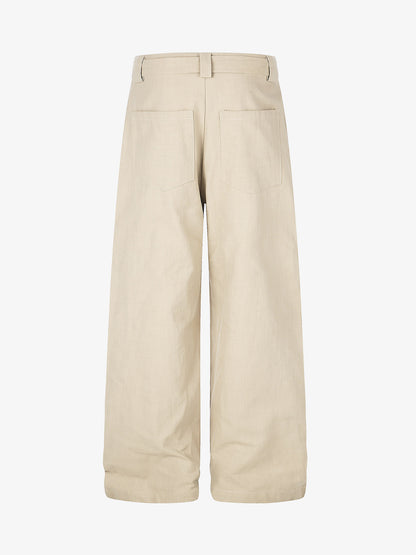 Button-Front Belted Casual Pants
