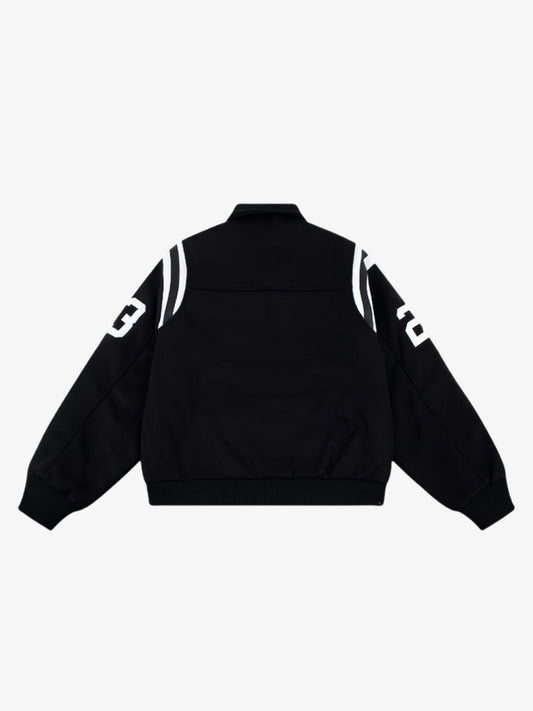 Cotton Blend 80 Number Baseball Jacket Men's Casual Sporty Varsity Coat with Ribbed Cuffs and Hem 