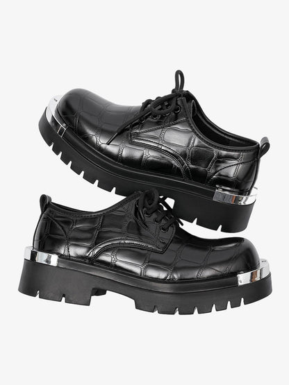Crocodile-Embossed Derby Shoes