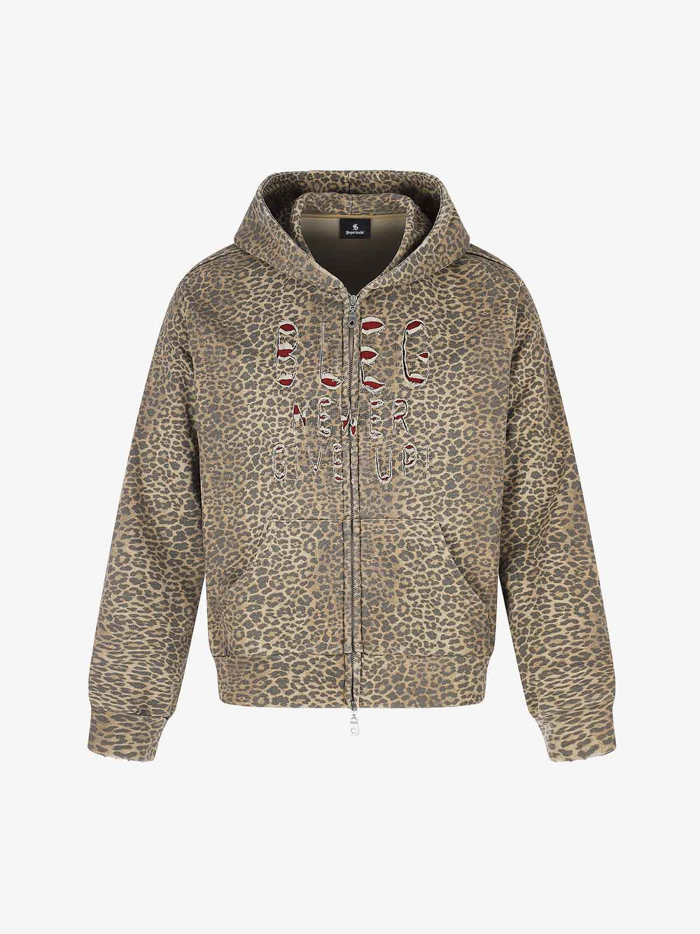 Chaqueta con capucha y estampado de leopardo