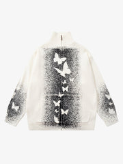 Street Dark Phantom Butterfly Stand-Collar Knit Cardigan Sweater 