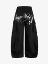 Script Graphic Baggy Parachute Cargo Pants