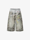 Short en jean léopard à détails charmants