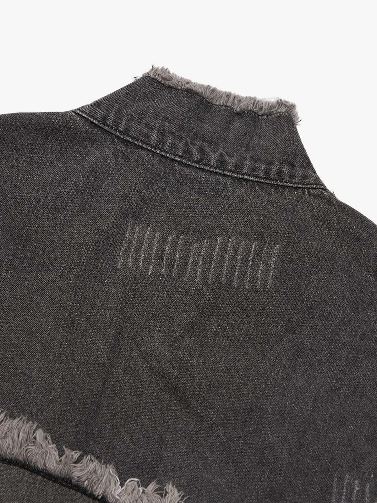 Thesupermade Appliqué Deconstructed Patchwork Distressed Raw-edge Denim Jacket 