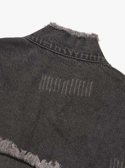 Thesupermade Appliqué Deconstructed Patchwork Distressed Raw-edge Denim Jacket 