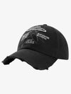 Letter Embroidered Washed Distressed Baseball Cap