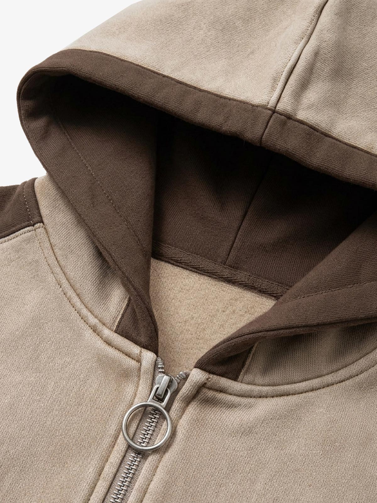 Contrast Panel Graphic Zip-Up Hoodie & Wide-Leg Sweatpants Set