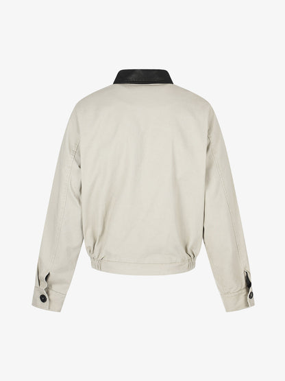 Thesupermade Distressed Asymmetrical Placket Boxy Fit Workwear Jacket