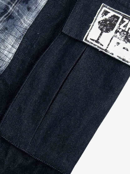 Deconstructed Cyber-Grunge Patchwork Denim Jeans 
