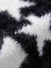 Star Stripe Embroidered Stand-Collar Zip Knit Sweater