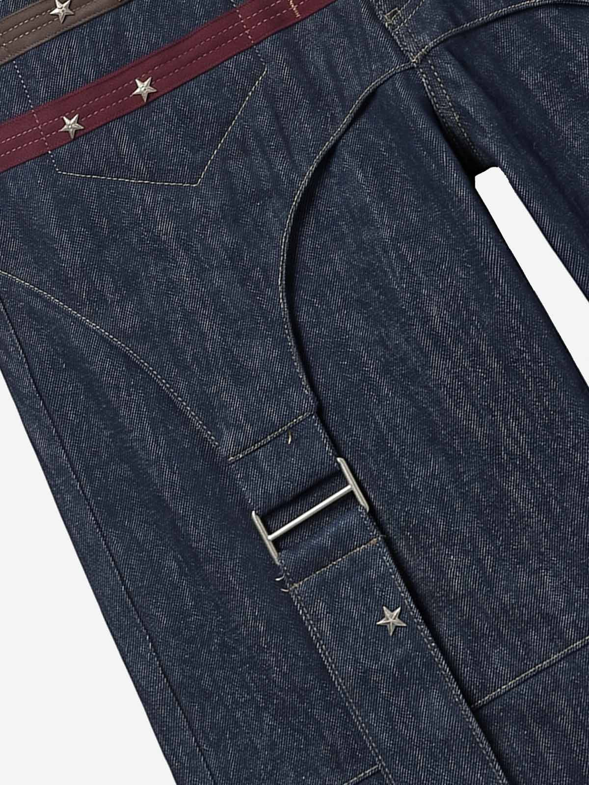 Vintage Star Studded Panel Wide Leg Shorts