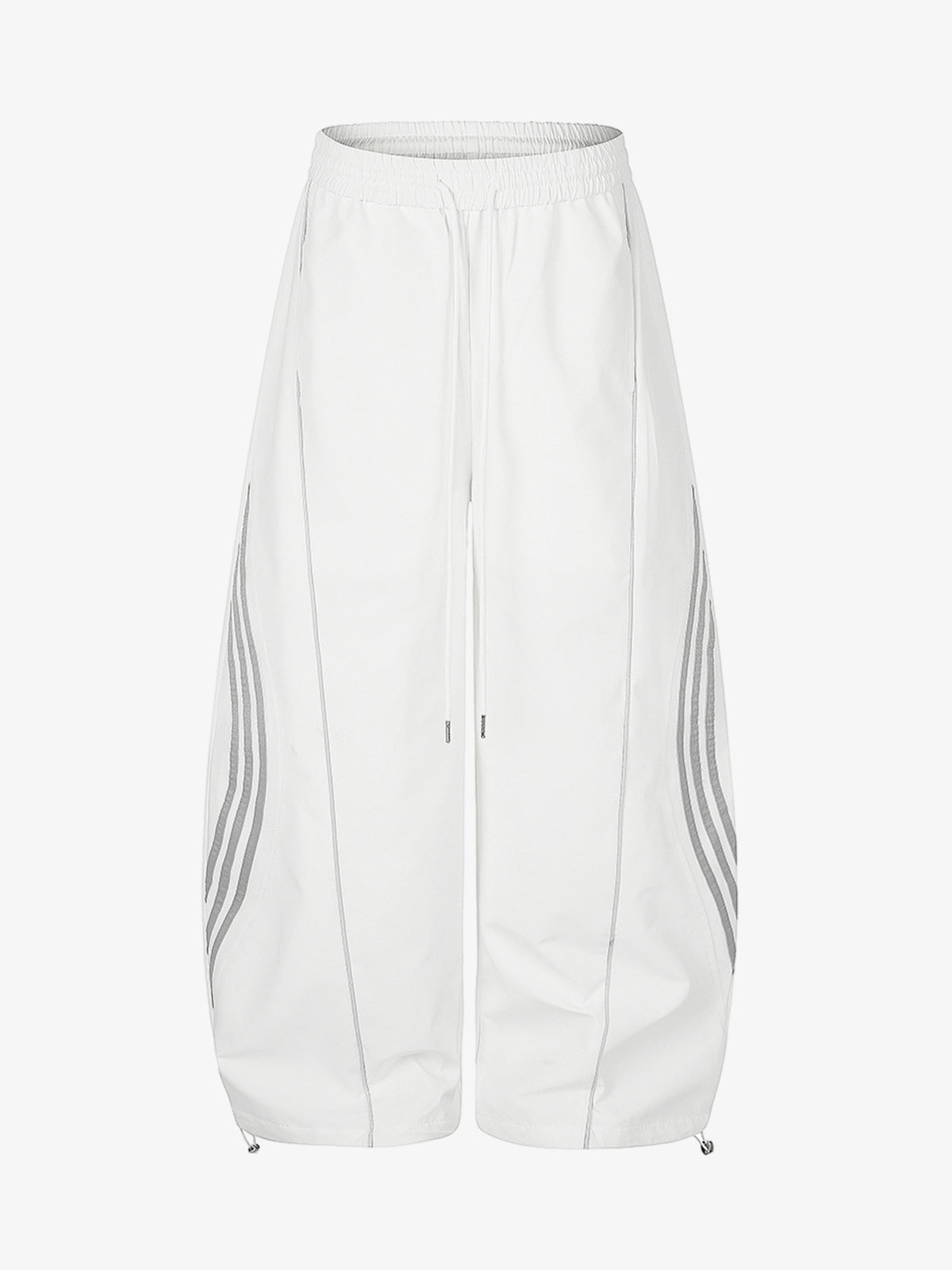 Curved-Seam Striped Baggy Sweatpants