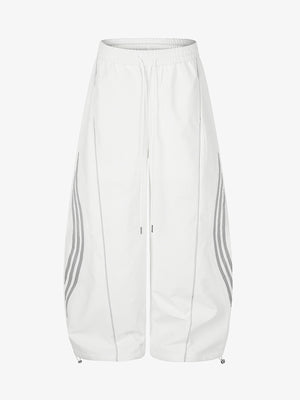 Curved-Seam Striped Baggy Sweatpants