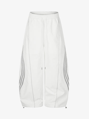 Curved-Seam Striped Baggy Sweatpants
