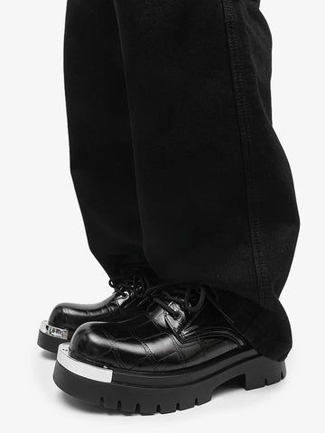 Crocodile-Embossed Derby Shoes