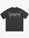 THE SUPERMADE Futuristic spiked pattern gothic style logo font design T-shirts 