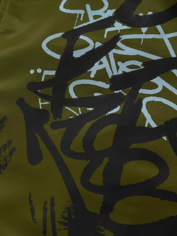 Street Graffiti Lamb Collar Flight Cotton Jacket 