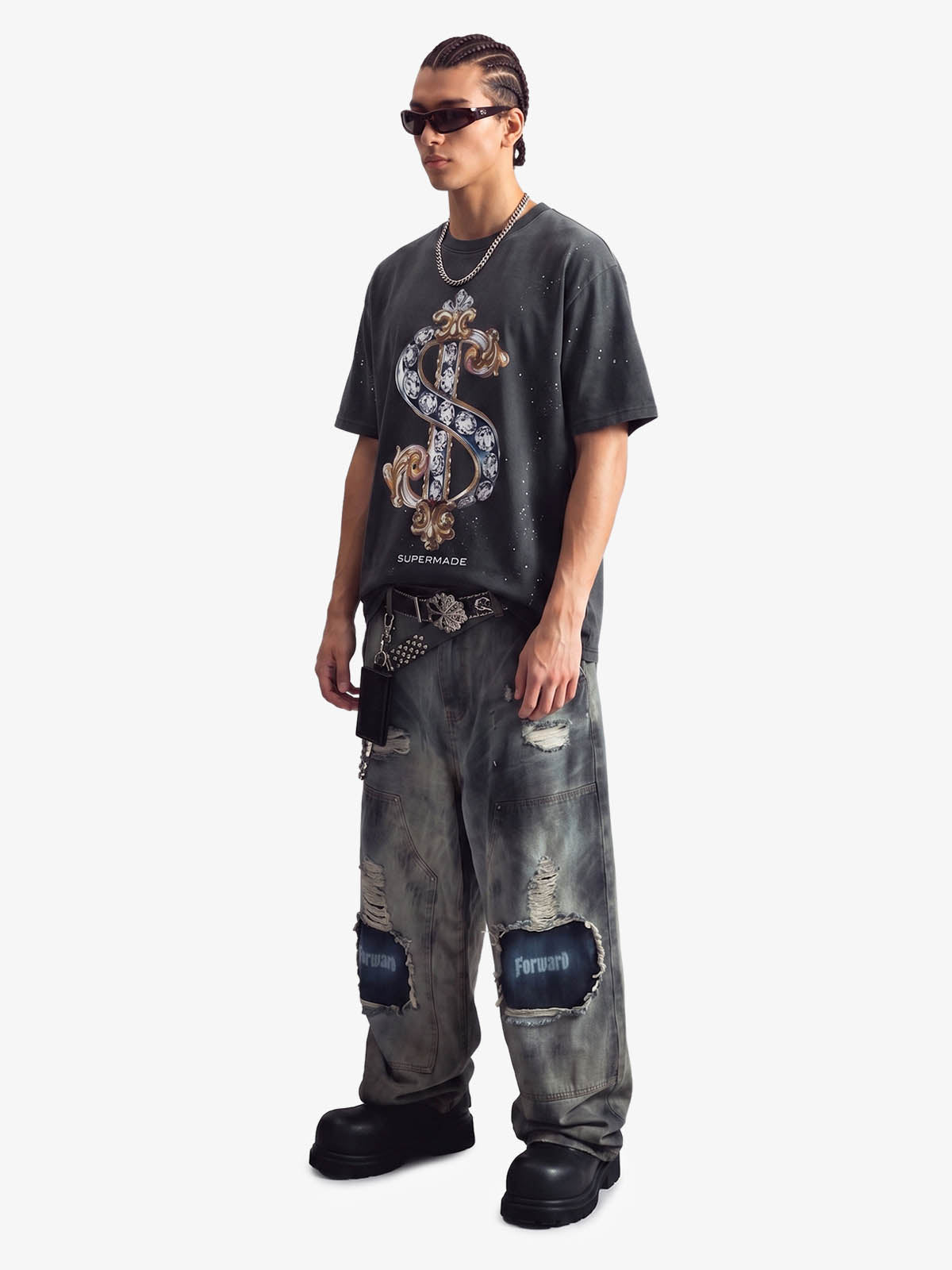 Vintage Rhinestone Dollar Graphic T-Shirt 