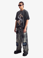 Vintage Rhinestone Dollar Graphic T-Shirt 