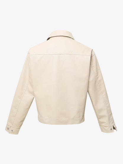 Snakeskin Patchwork Cropped Workwear Jacket
