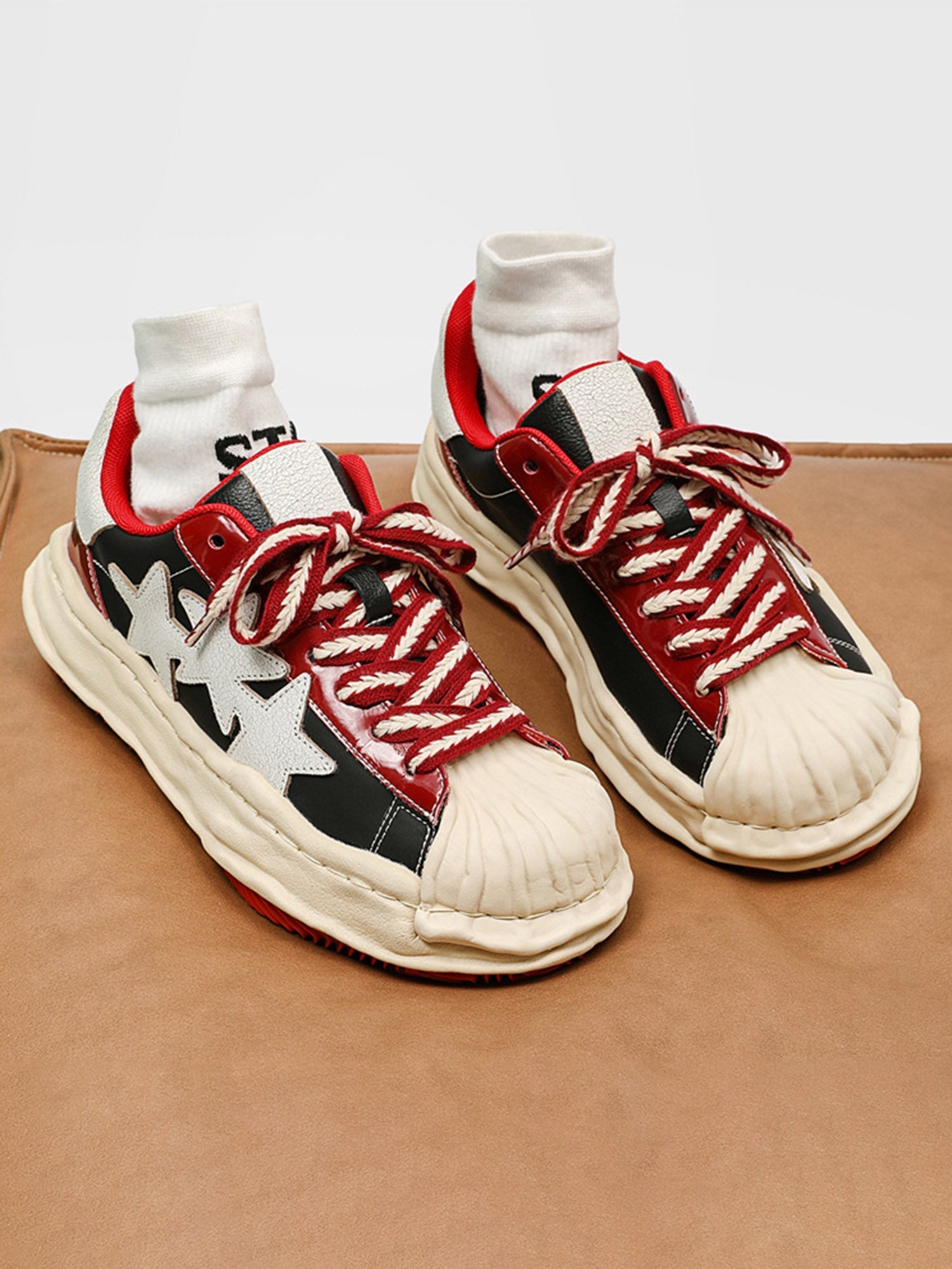 Dragon Red Shell Toe Dissolving Shoes Retro Sneakers