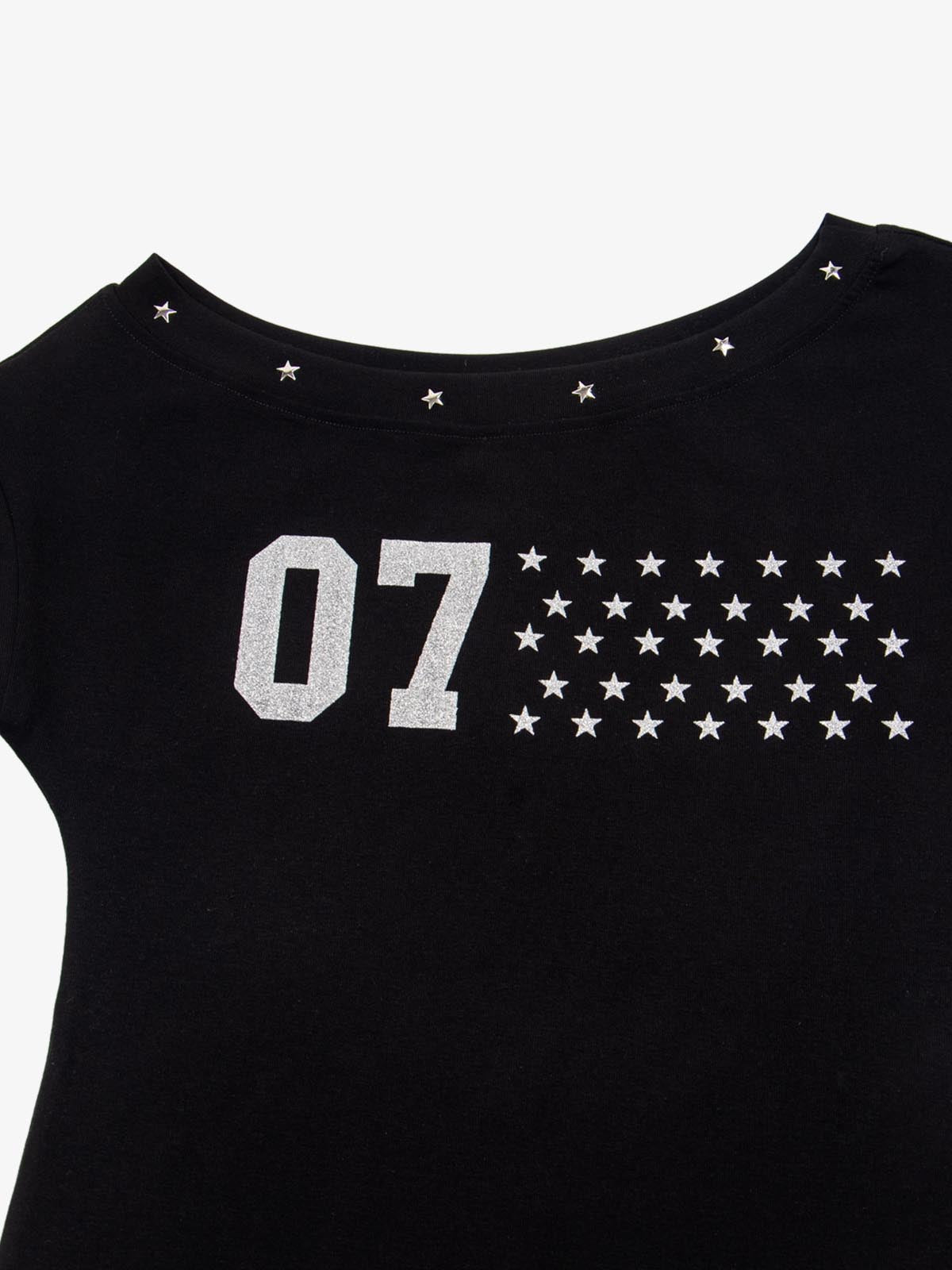 Off-Shoulder Star Stud Short Sleeve Tee