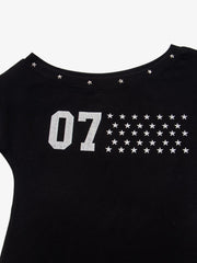 Off-Shoulder Star Stud Short Sleeve Tee