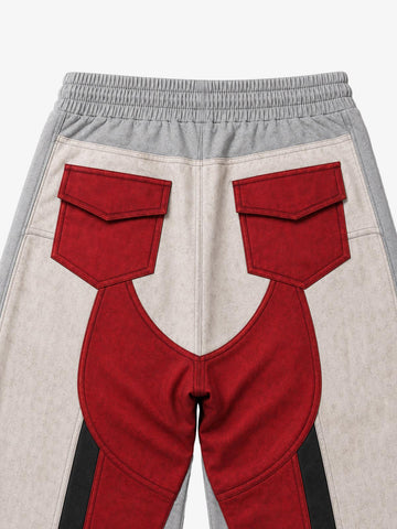 3D Biker Graphic Washed Distressed Wide-Leg Sweatpants