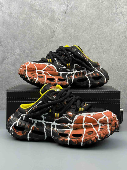 Mesh Overlay Chunky Sole Low-Top Sneakers