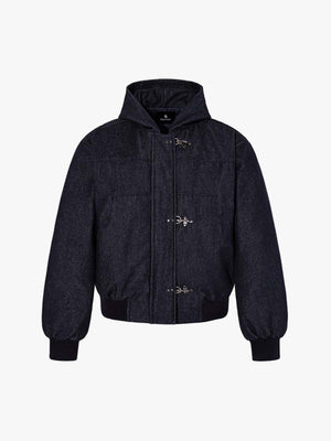 Denim Toggle Detail Bomber Jacket 