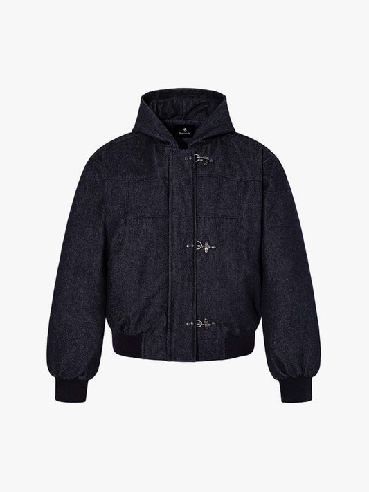 Denim Toggle Detail Bomber Jacket 