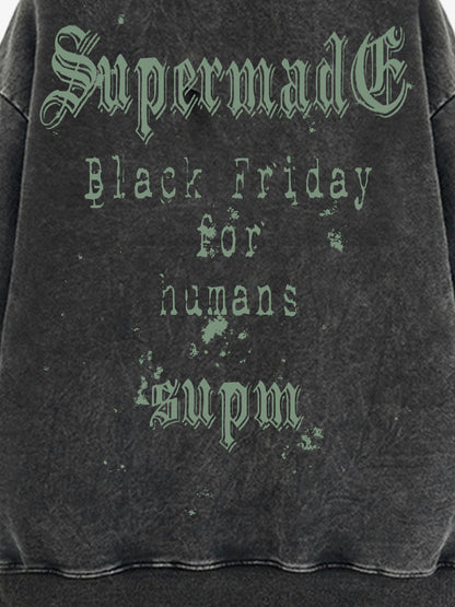 THE SUPERMADE Black Friday Human Supremacy Graphic Hoodie with Skull and Web Design 