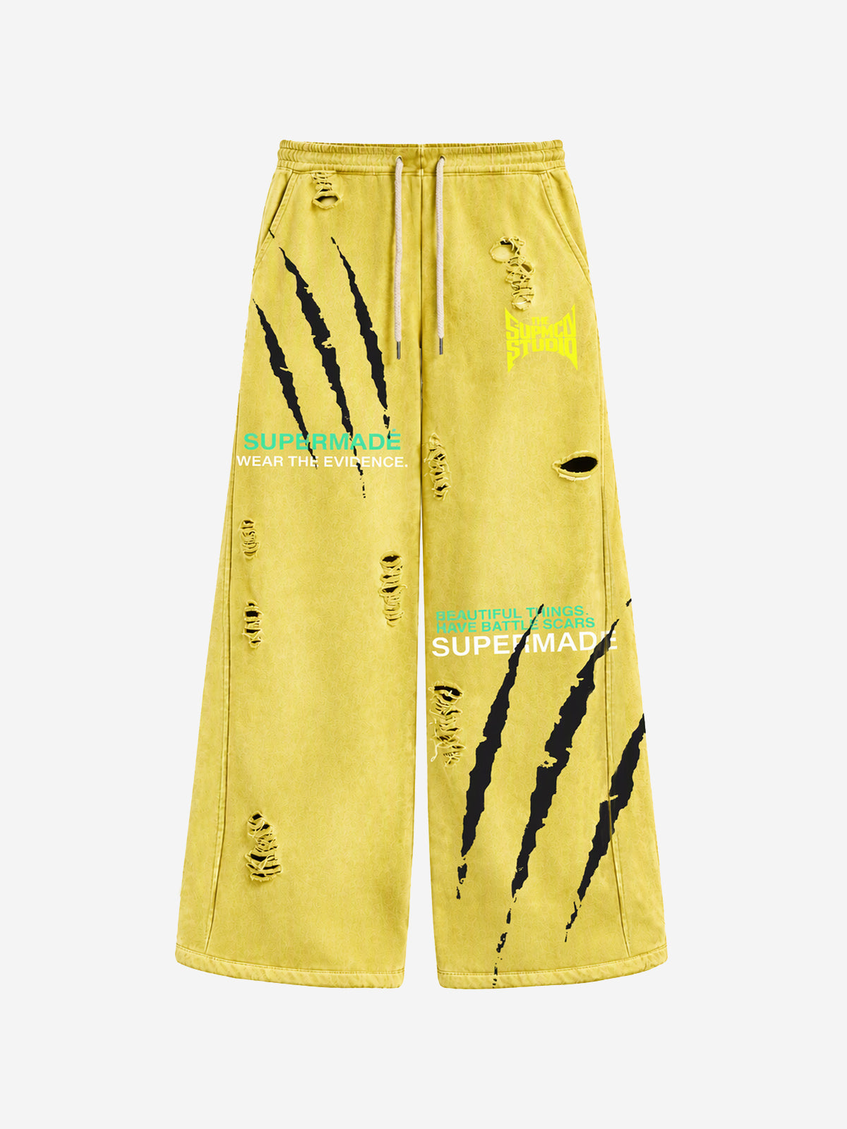 Claw Scratch Distressed Wide-Leg Baggy Sweatpants